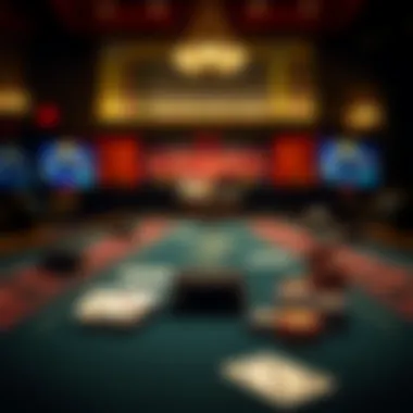 Elegant baccarat table setup with cards and chips