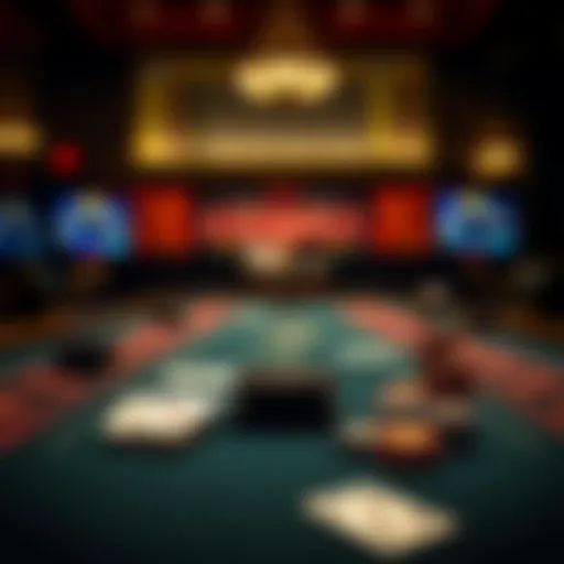 Elegant baccarat table setup with cards and chips