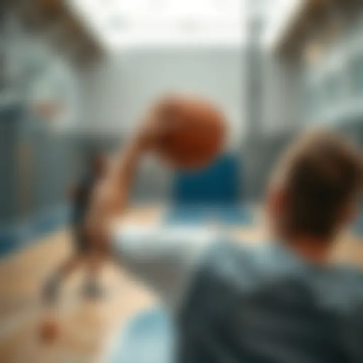 Shooting practice session in basketball