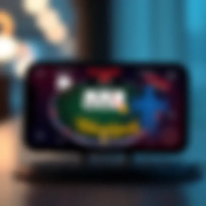 Visual representation of a blackjack game interface on a mobile app