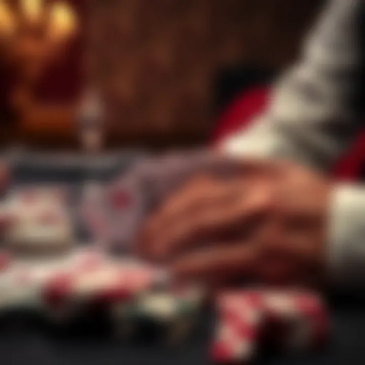 Close-up of cards being dealt in blackjack