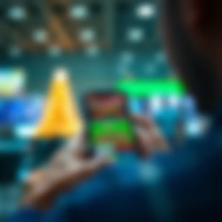 User Engagement with Casino App User engaging with a casino app on a mobile device