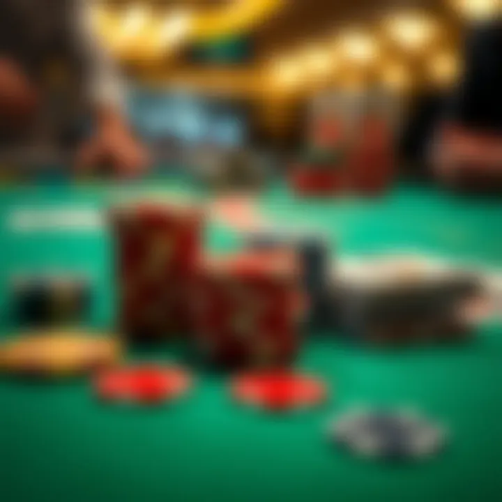 The Essential Tools of Gaming: Chips and Cards Close-up of casino chips and cards on a gaming table