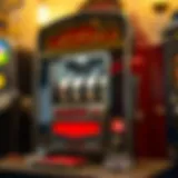 A vintage slot machine showcasing its mechanical features