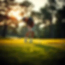 A golfer preparing to putt on the green