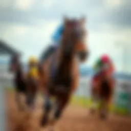 A majestic racehorse galloping on the track