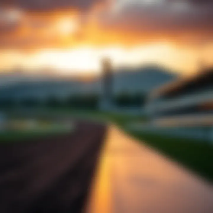 A serene image of a racetrack at sunset