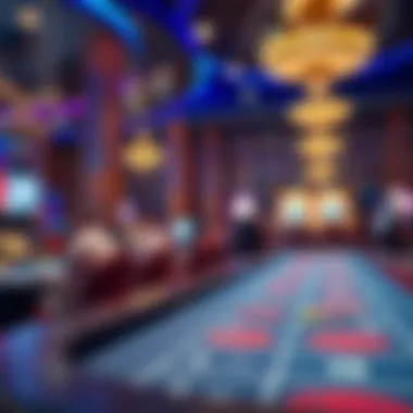 A captivating view of a live casino table with vibrant lights and engaging gameplay.