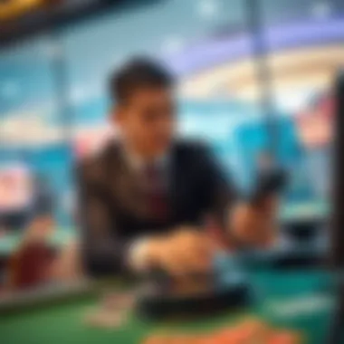 A user engaging with a live dealer in an online casino setting.