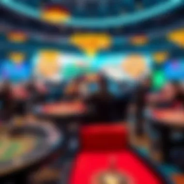 A captivating view of a virtual live casino setup with gaming tables and dealers.