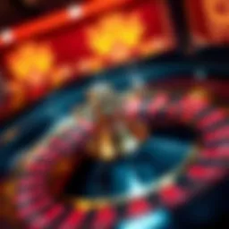 A vibrant online roulette wheel spinning