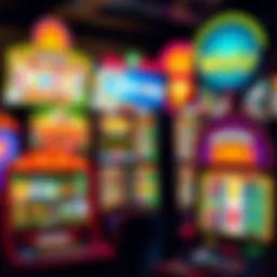 A vibrant display of various online slot game interfaces highlighting colorful themes and features.