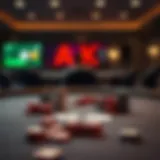 Strategic poker table setup with cards and chips