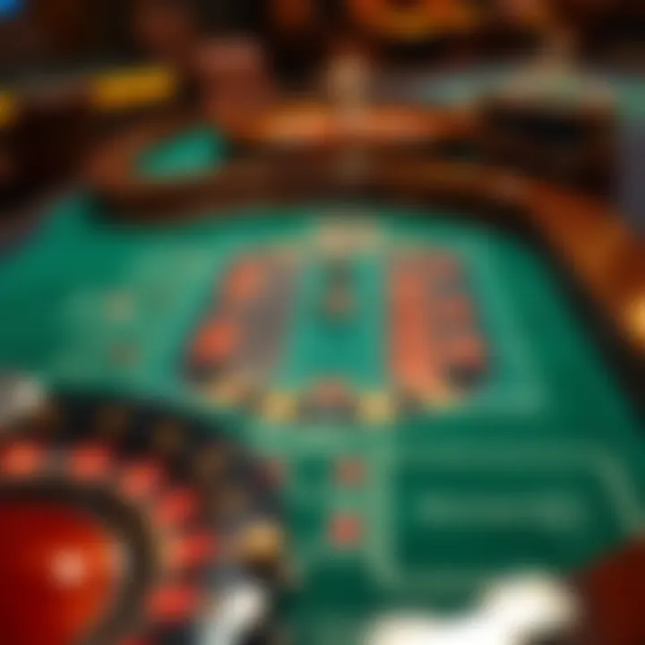 A detailed layout of a roulette table showcasing various betting options.