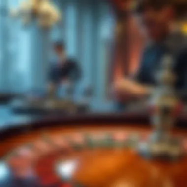 A player placing chips on a roulette table