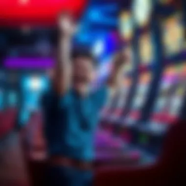 A visual representation of a player celebrating a big win at a slot machine