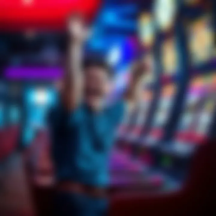 A visual representation of a player celebrating a big win at a slot machine