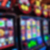 An intricate slot machine display featuring vibrant graphics and symbols